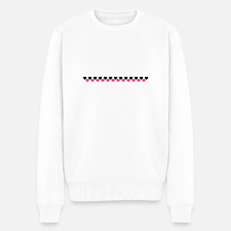 Herzen über Herzen - Männer Premium Bio Pullover - Weiß