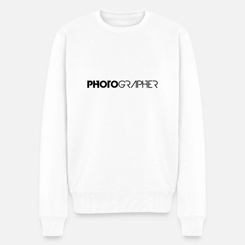 Cool Photographer Text Logo Design - Männer Premium Bio Pullover - Weiß