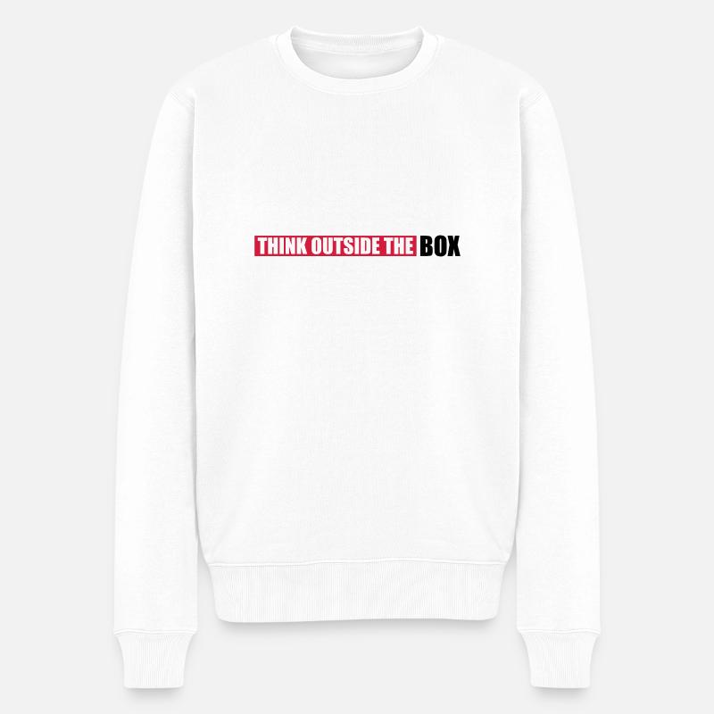 Spruch Außerhalb Denken - Männer Premium Bio Pullover - Weiß