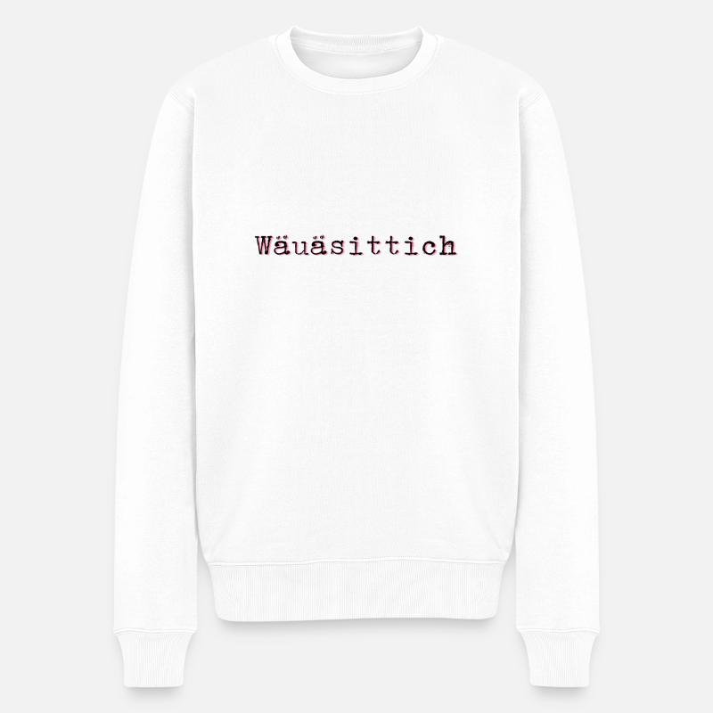 Schweizerdeutsch Wellensittich - Männer Premium Bio Pullover - Weiß