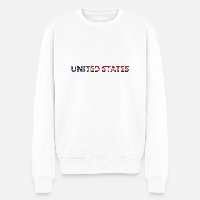 Drapeau United State - Pull Premium bio Homme - blanc