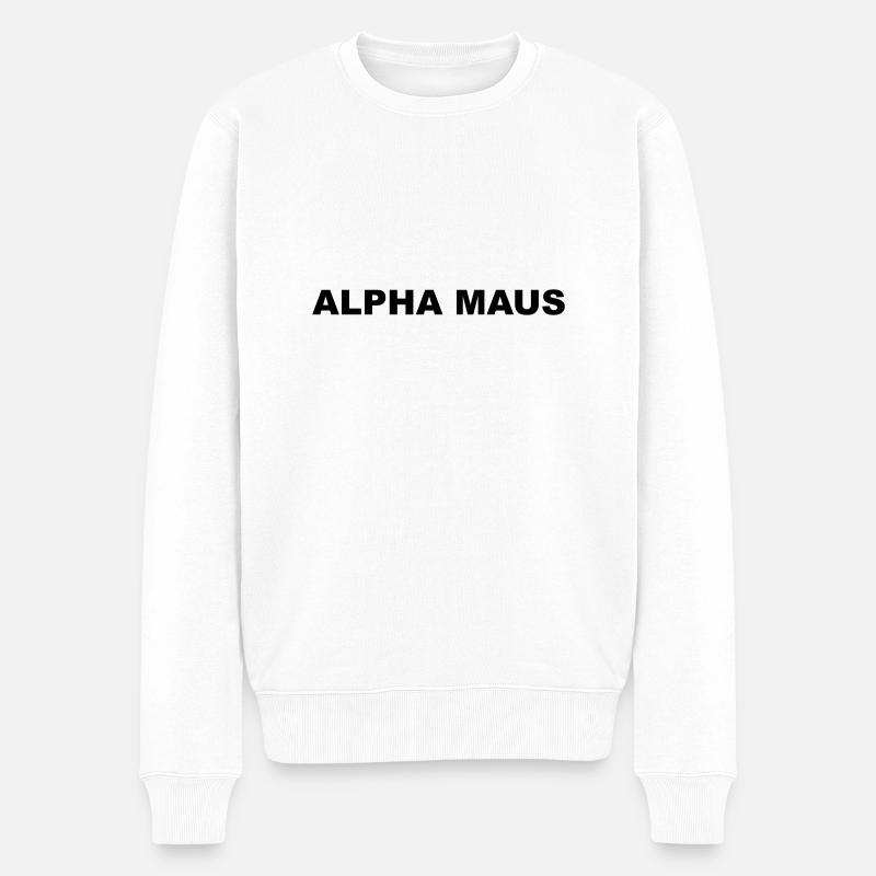 Alpha Maus - Männer Premium Bio Pullover - Weiß