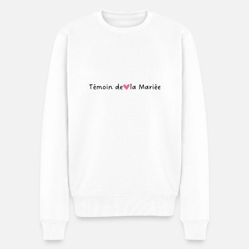 Brautzeuge Rosa Herz - Männer Premium Bio Pullover - Weiß
