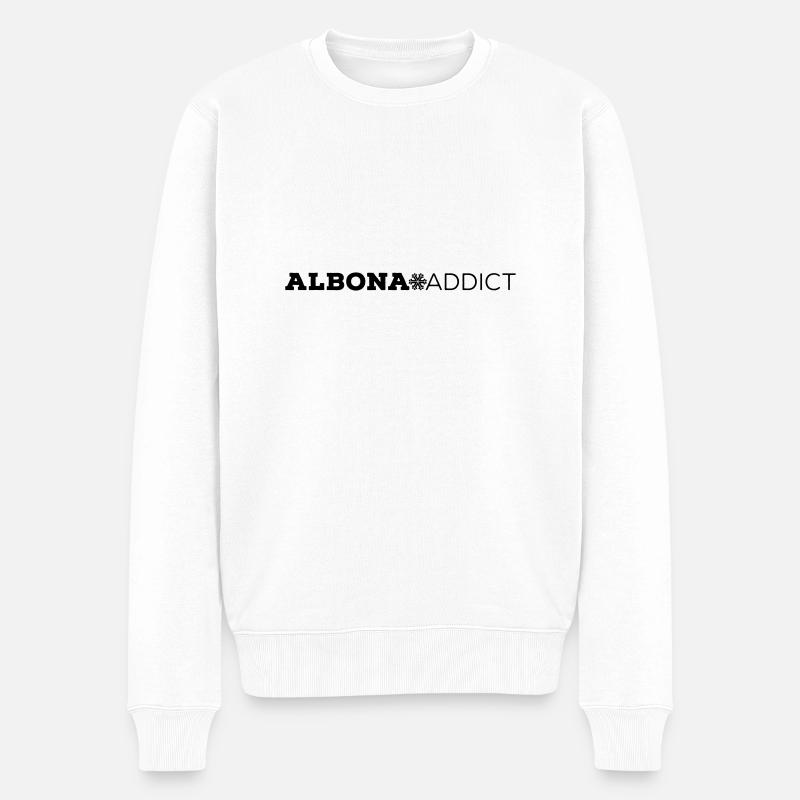Ärmel ALBONA ADDICT - Männer Premium Bio Pullover - Weiß