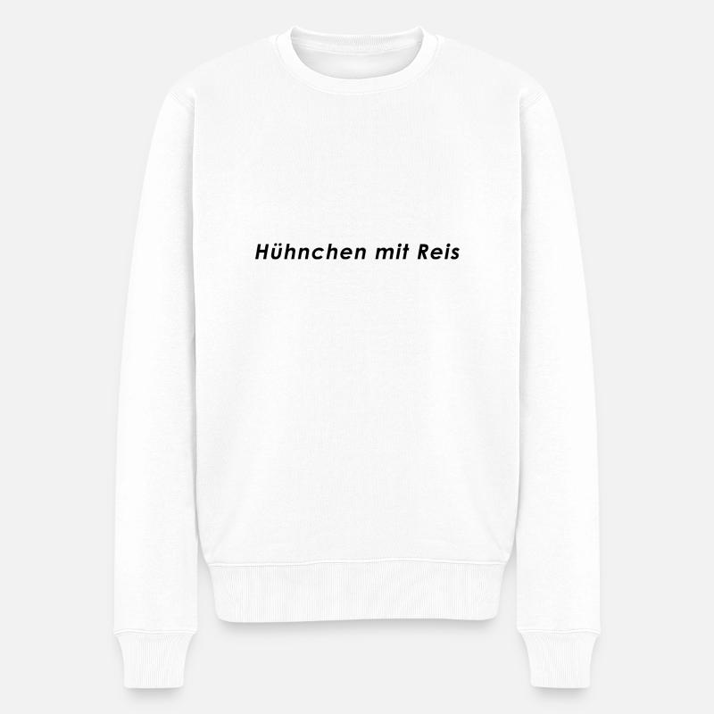 Hühnchen mit Reis - Männer Premium Bio Pullover - Weiß