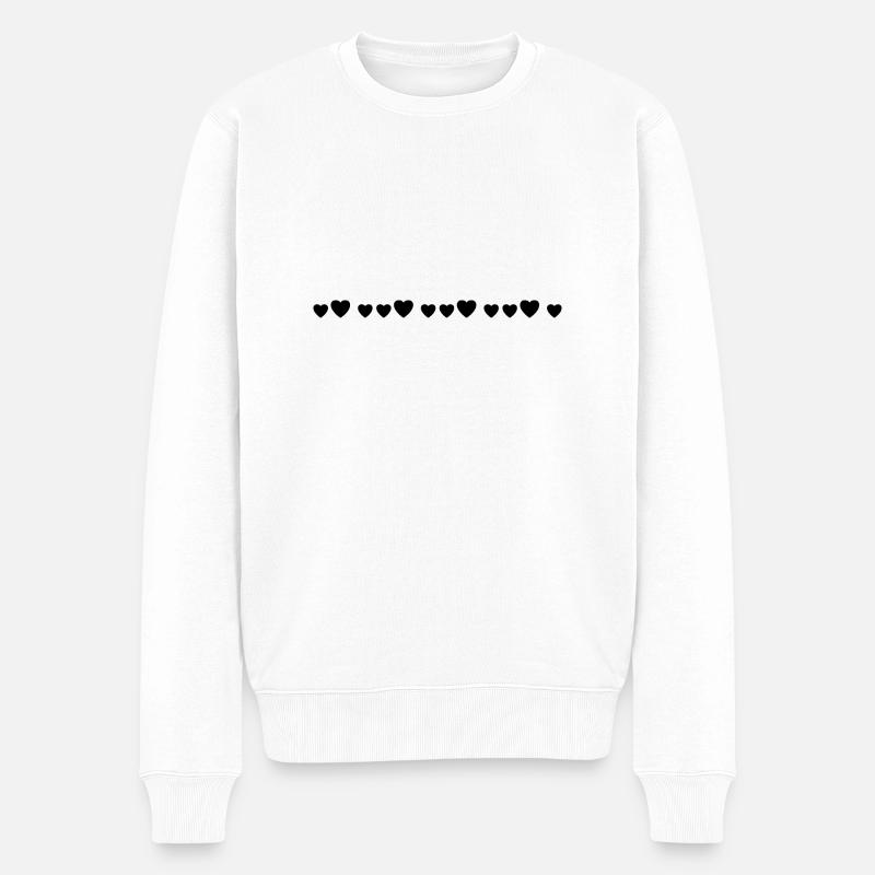 Herz Herz Herz - Männer Premium Bio Pullover - Weiß