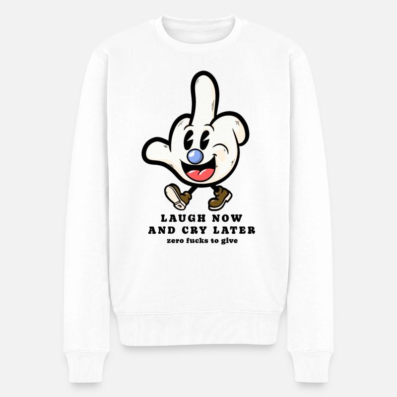 Mittelfinger cartoon Sarkasmus sarkastischer - Männer Premium Bio Pullover - Weiß
