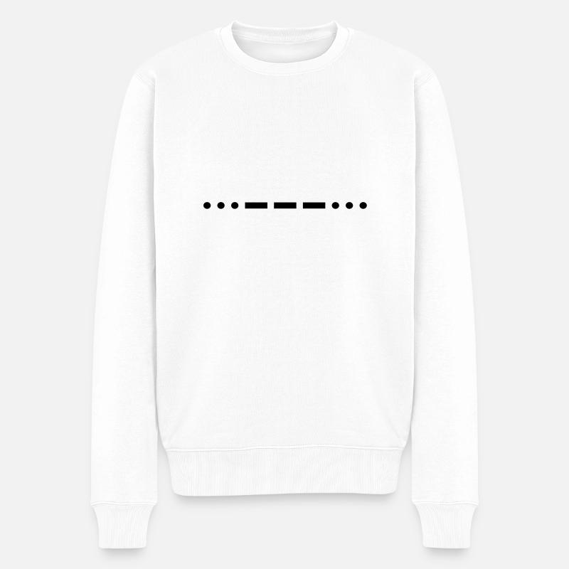 Code Morse SOS - Pull Premium bio Homme - blanc
