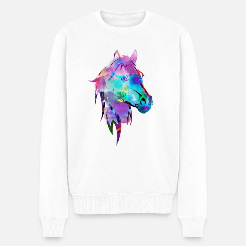 pferdekopf,pferd,aquarell,bunt,malerei - Männer Premium Bio Pullover - Weiß