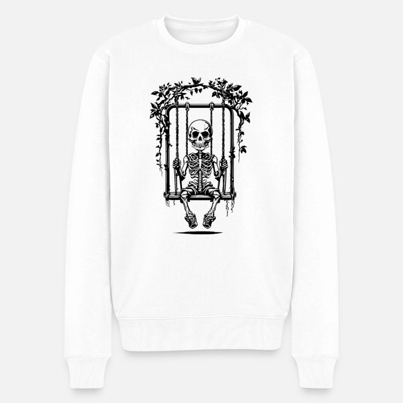 Skelett Schaukel - Männer Premium Bio Pullover - Weiß
