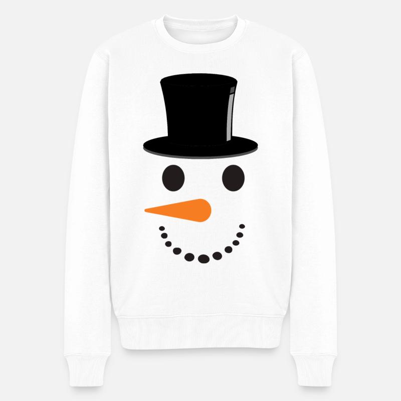 Schneemann mit Hut - Männer Premium Bio Pullover - Weiß