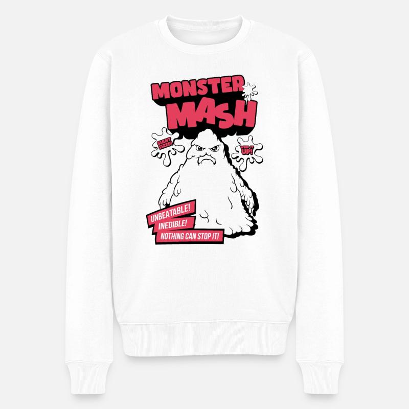 Humor und Monster - Männer Premium Bio Pullover - Weiß
