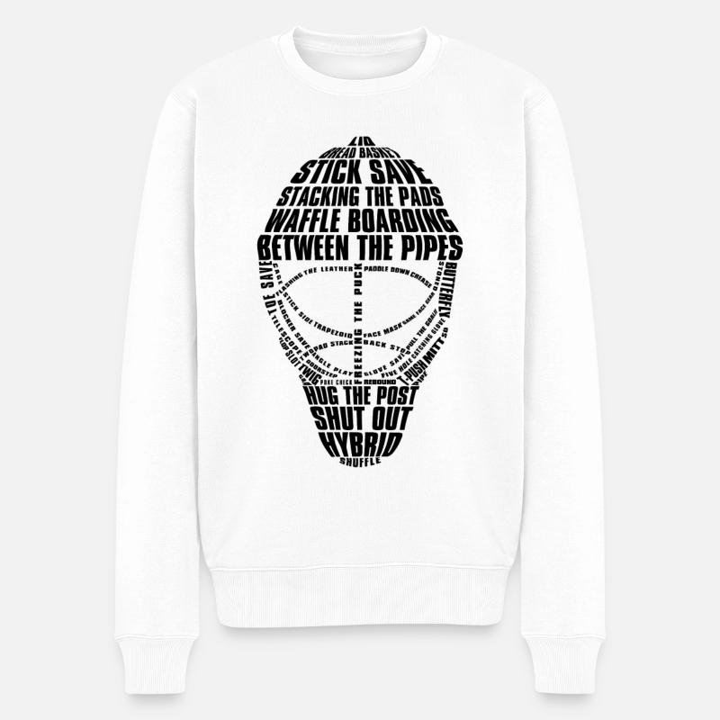 Eishockey Goalie-Maske (schwarz) - Männer Premium Bio Pullover - Weiß