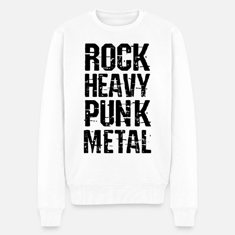 Rock Heavy Metal Musik - Männer Premium Bio Pullover - Weiß