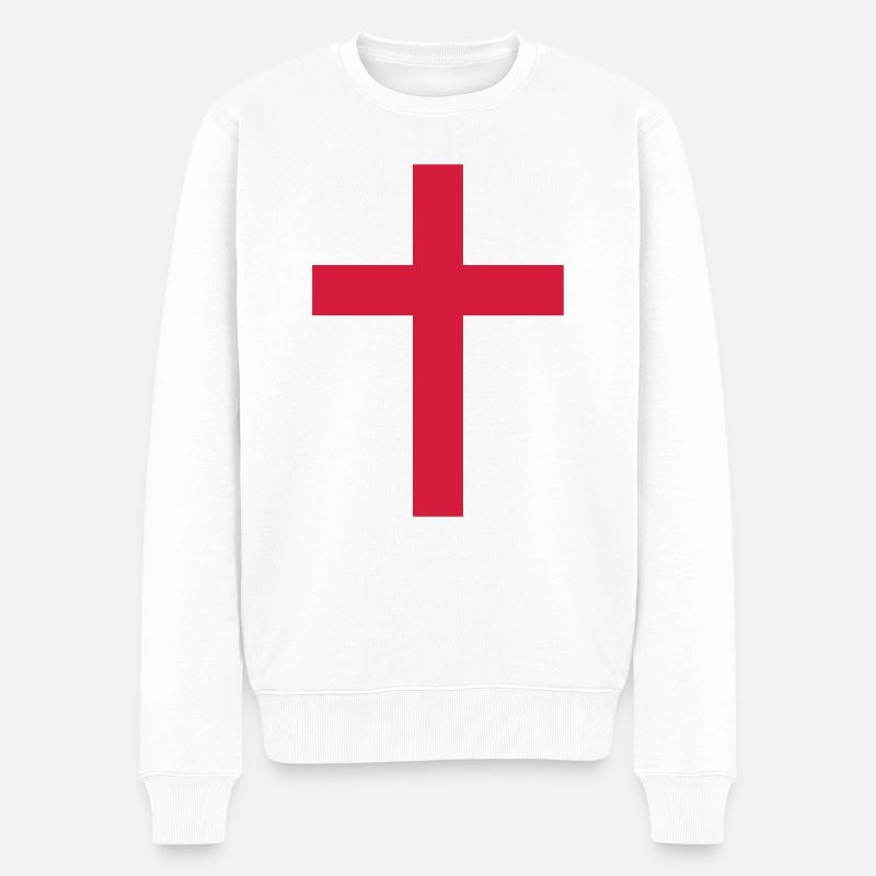 Christliches Kreuz (Farbe veränderbar) - Männer Premium Bio Pullover - Weiß