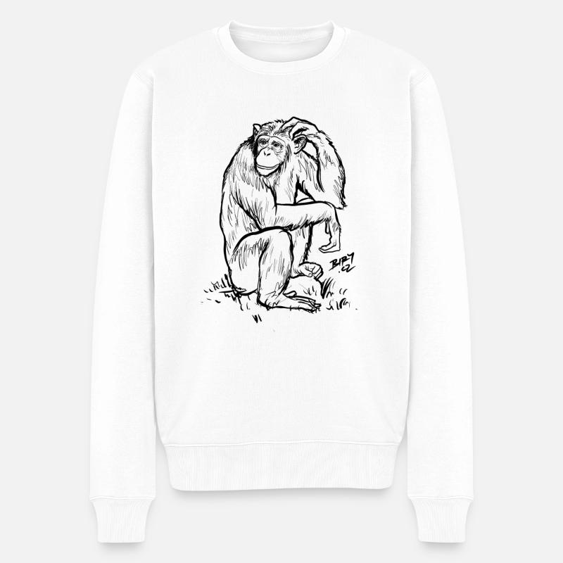 Pensée de chimpanzé - Pull Premium bio Homme - blanc