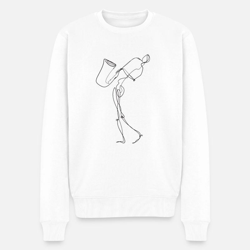 Saxophonist - Männer Premium Bio Pullover - Weiß
