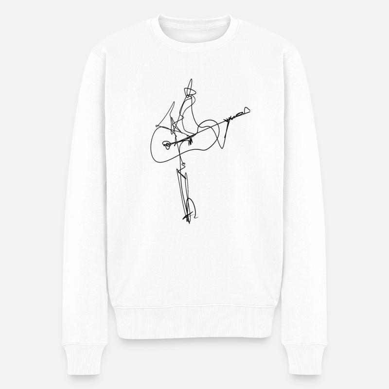 Gitarre - Männer Premium Bio Pullover - Weiß