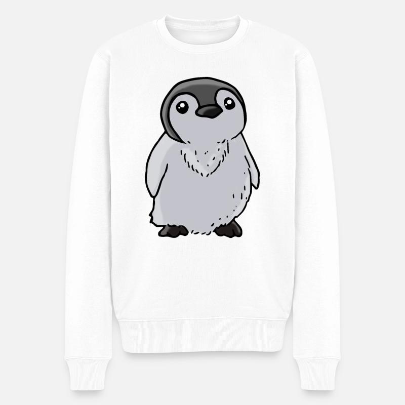 Pinguin Baby - Männer Premium Bio Pullover - Weiß