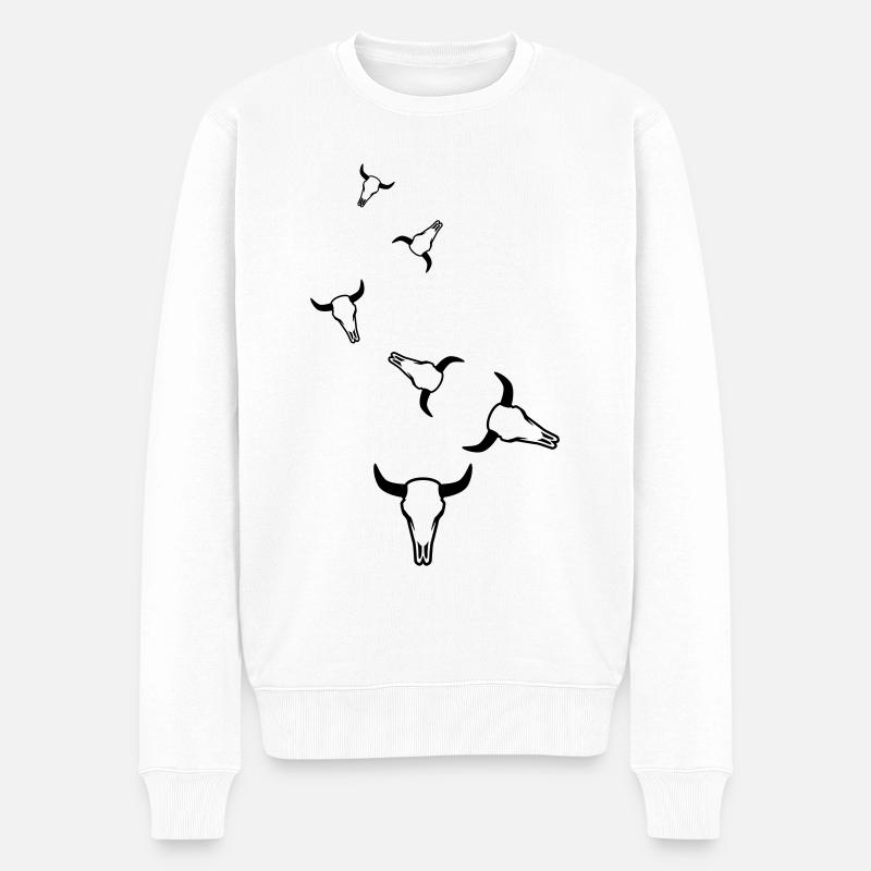 Crâne de vache taureau - Pull Premium bio Homme - blanc