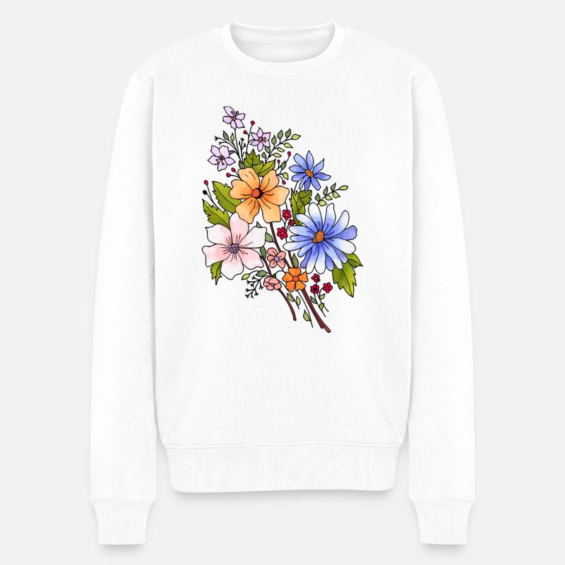 Blumen - Männer Premium Bio Pullover - Weiß
