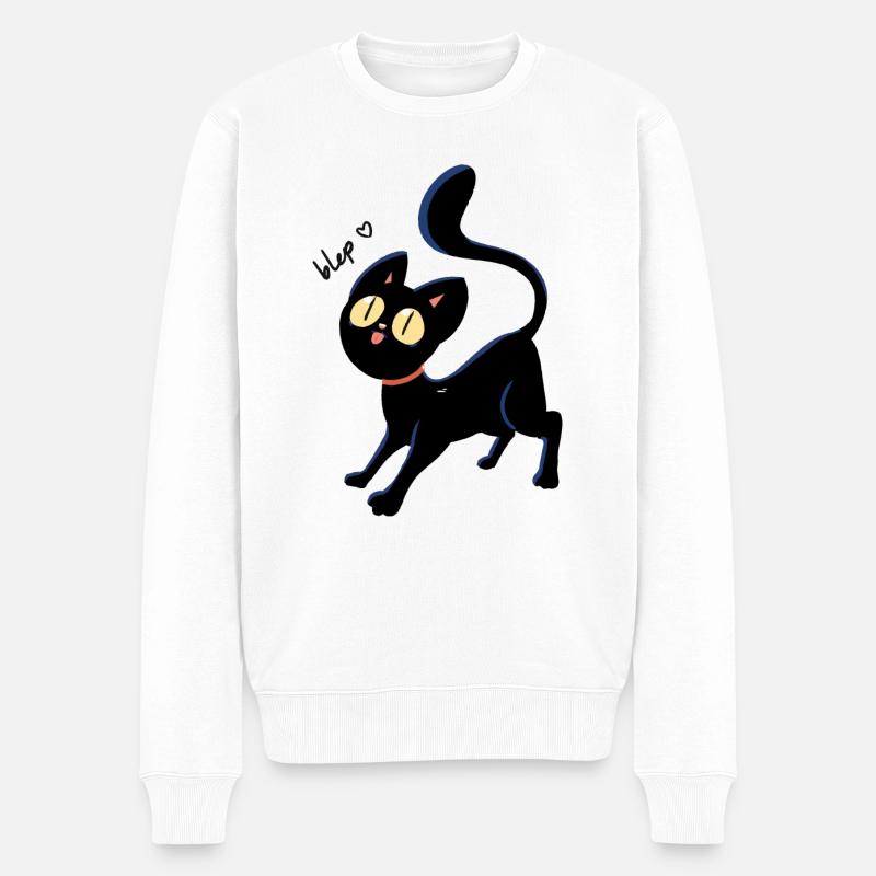 Chat Blep noir - Pull Premium bio Homme - blanc