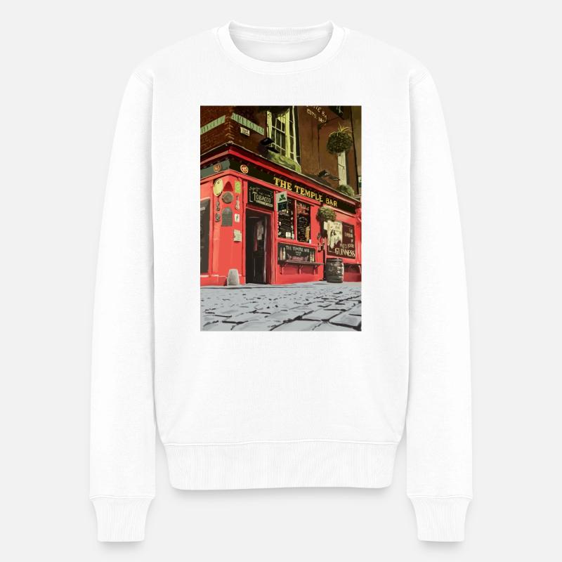 Temple Bar, Dublin - Männer Premium Bio Pullover - Weiß