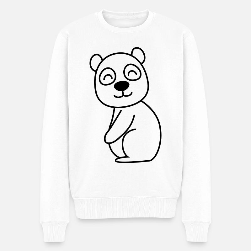 Panda Comic Tier - Männer Premium Bio Pullover - Weiß
