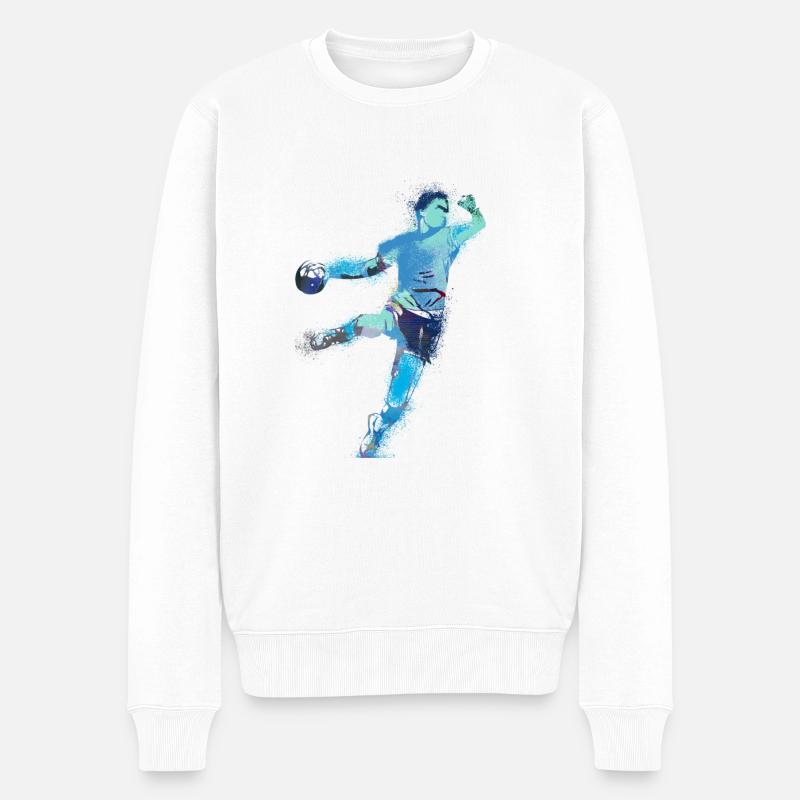 Handball, handballer, Beachhandball,Graffiti - Männer Premium Bio Pullover - Weiß