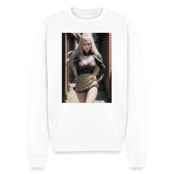 Woman in a alley, town,Generated AI - Männer Premium Bio Pullover - Weiß - Vorne - Thijin (182cm)