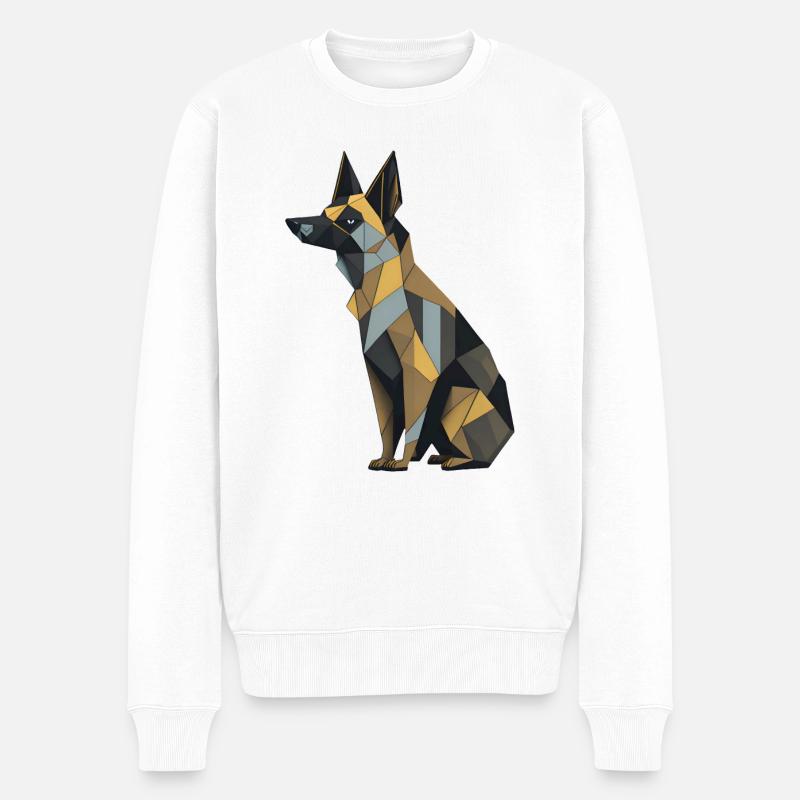 Geometrischer Deutscher Schäferhund - Männer Premium Bio Pullover - Weiß