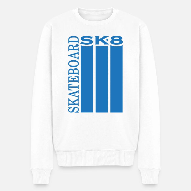 Skateboard Skate SK8 Skateboarder - Pull Premium bio Homme - blanc