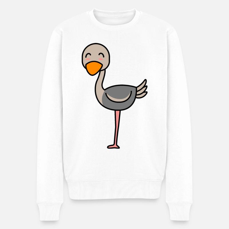Strauß Comic Tier - Männer Premium Bio Pullover - Weiß