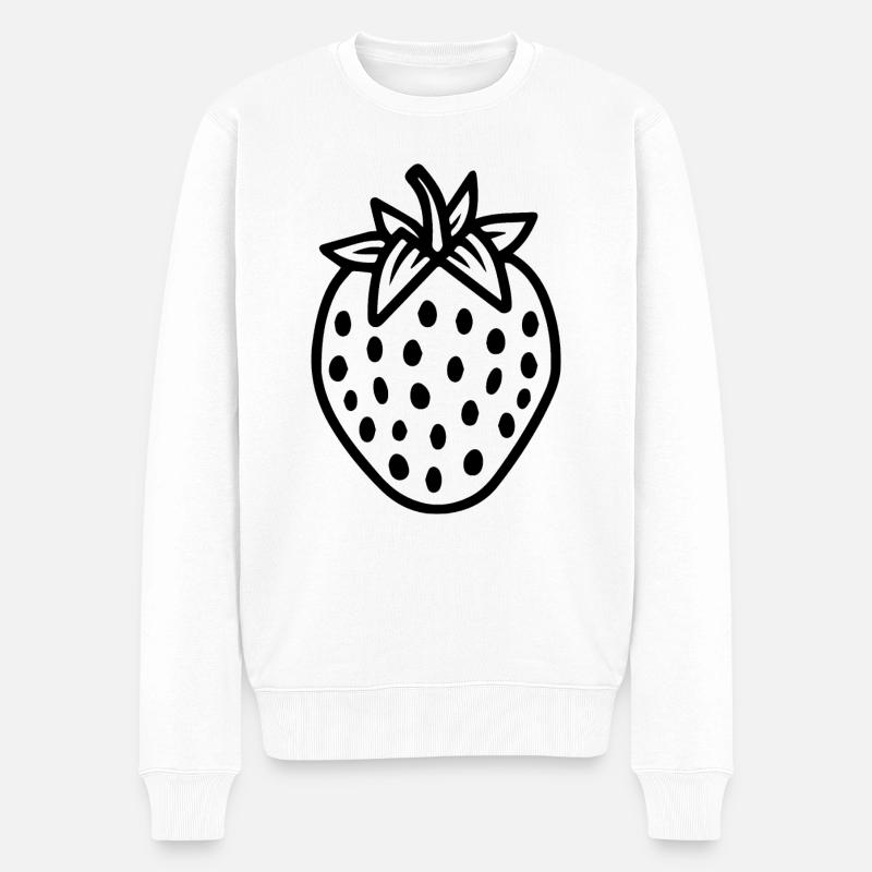 Erdbeere Obst Frucht - Männer Premium Bio Pullover - Weiß