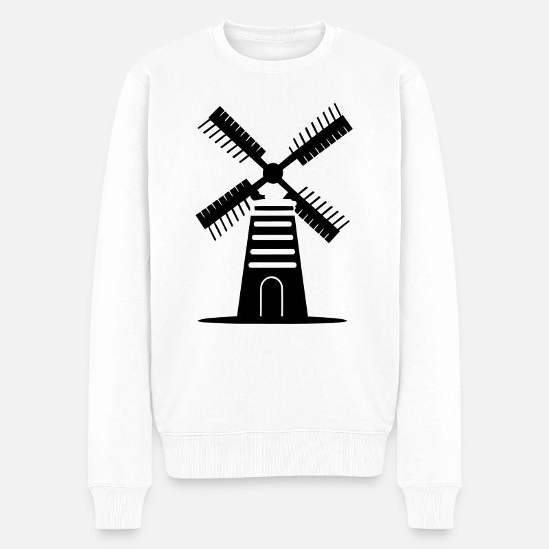 Windmühle - Männer Premium Bio Pullover - Weiß