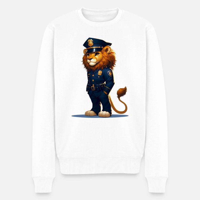 Officier de police Lion mignon - Pull Premium bio Homme - blanc