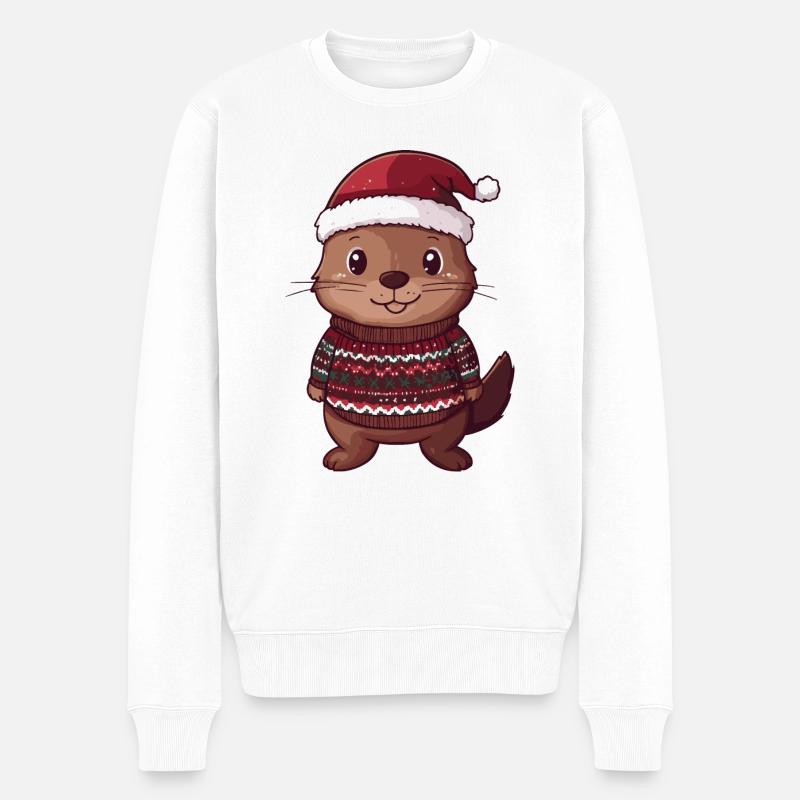 Noël du castor - Pull Premium bio Homme - blanc