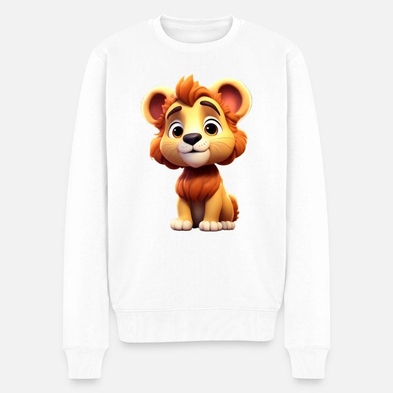 Niedlicher Löwe - Männer Premium Bio Pullover - Weiß