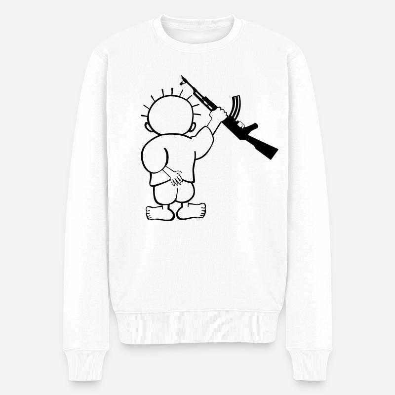 Handala, Hanthala, حنظلة - Pull Premium bio Homme - blanc