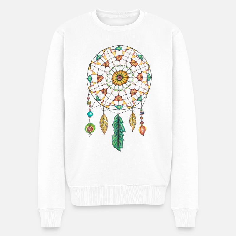 Traumfänger - Dreamcatcher - Männer Premium Bio Pullover - Weiß