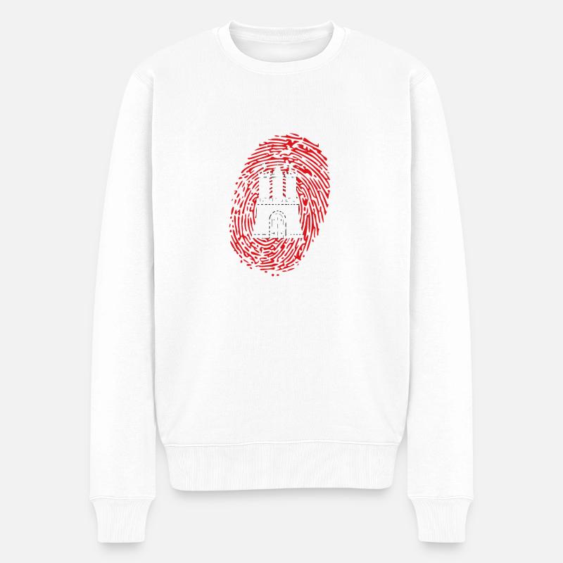 Hamburg Fingerabdruck - Männer Premium Bio Pullover - Weiß