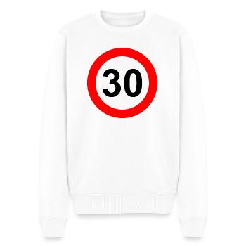 Verkehrsschild Geschwindigkeit Grenze 30 - Männer Premium Bio Pullover - Weiß - Vorne - Thijin (182cm)