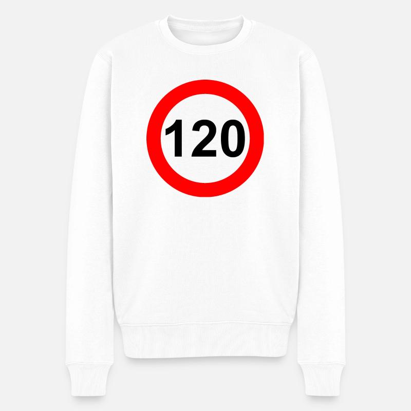 Panneau routier limite de vitesse 120 - Pull Premium bio Homme - blanc