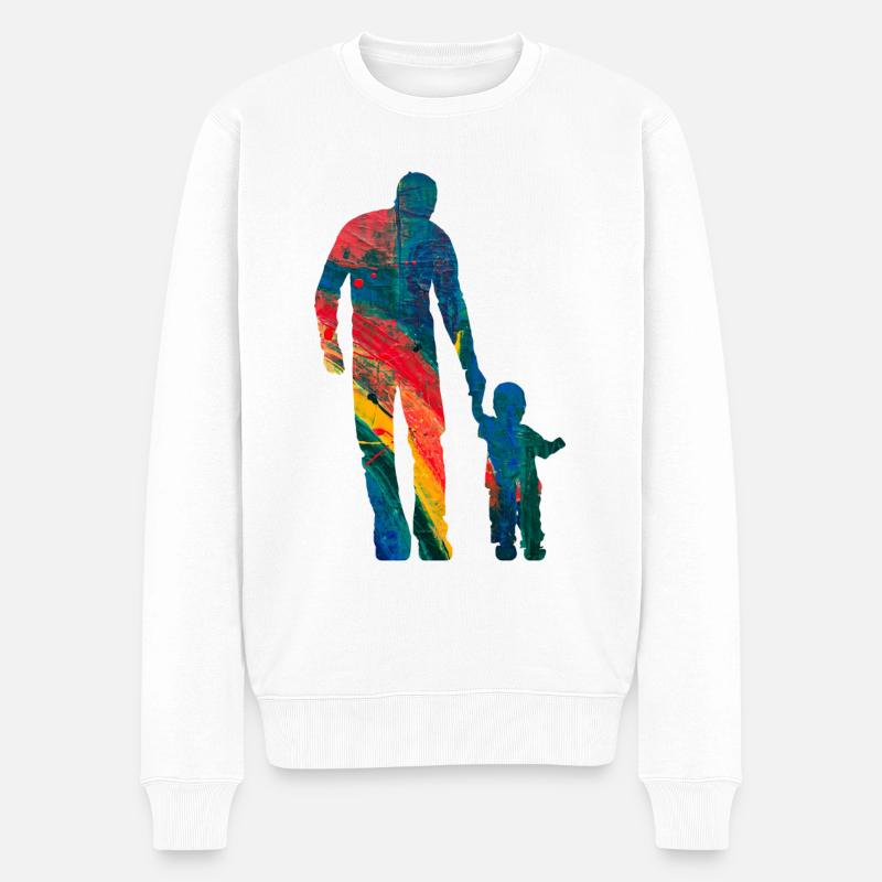 Vater und Tochter - Männer Premium Bio Pullover - Weiß