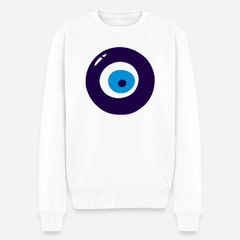 Nazar oeil turc - Pull Premium bio Homme - blanc