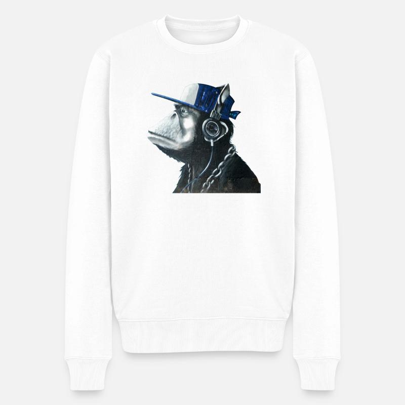 Affe Graffiti von Custom - Männer Premium Bio Pullover - Weiß
