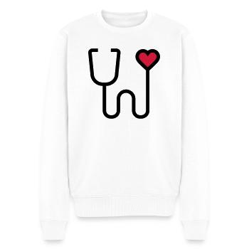 Stéthoscope dispositif d'écoute - Pull Premium bio Homme - blanc - Devant - Thijin (182cm)
