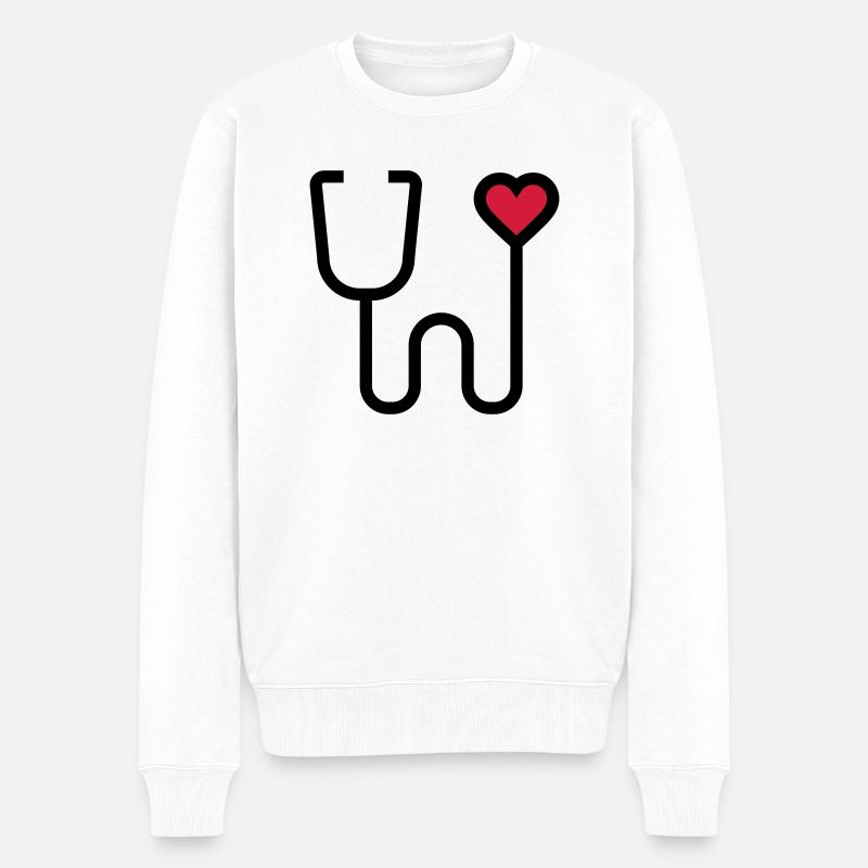 Stethoskop Abhörgerät - Männer Premium Bio Pullover - Weiß