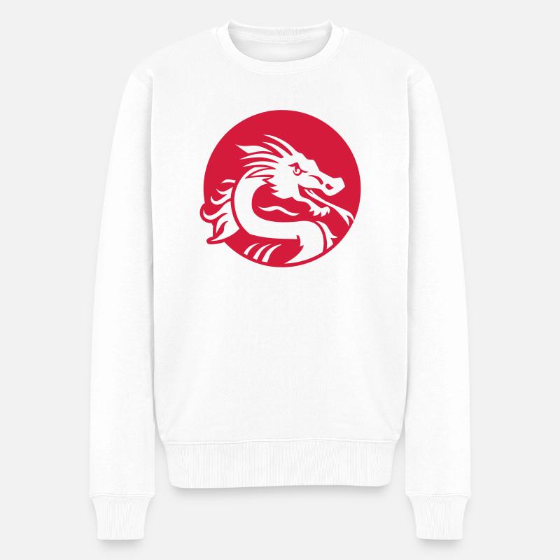 Drache - Männer Premium Bio Pullover - Weiß