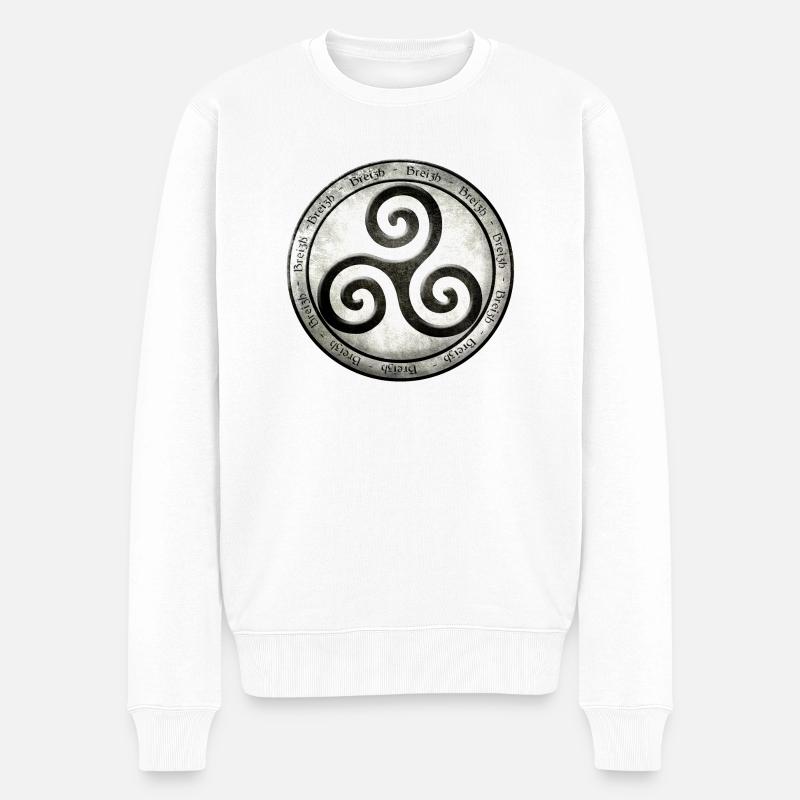 Breizh triskel rond 2 - Pull Premium bio Homme - blanc